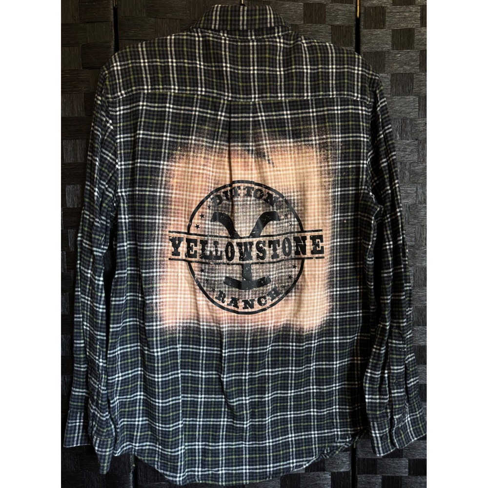 Croft & Barrow Flannel Shirt Women M Green Yellowstone Dutton Ranch Bleached